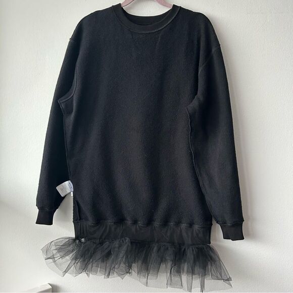 ACT N1 Made in Italy Mini Sweatdress With Tulle in black - Picture 10 of 15